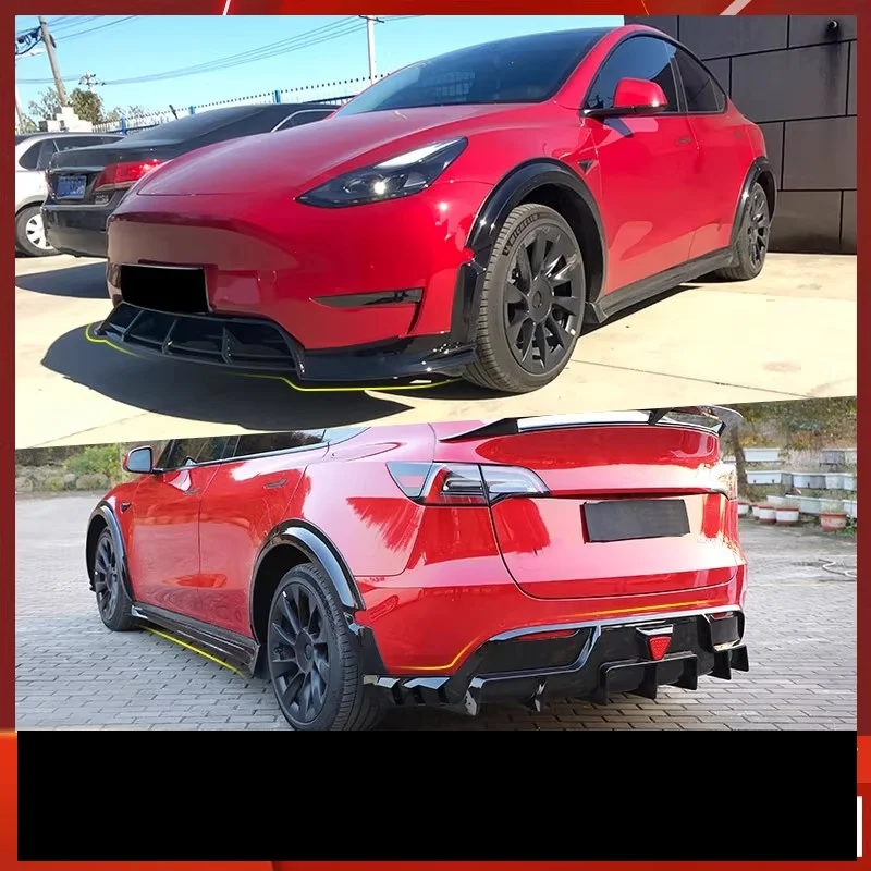 

Комплект кузова для Tesla modelY 2021-2025, модифицированная передняя губа, боковая юбка, брови, задняя губа, автомобильные аксессуары