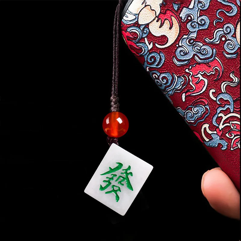 Mahjong Jade Keychain Phone Charm - alternate angle
