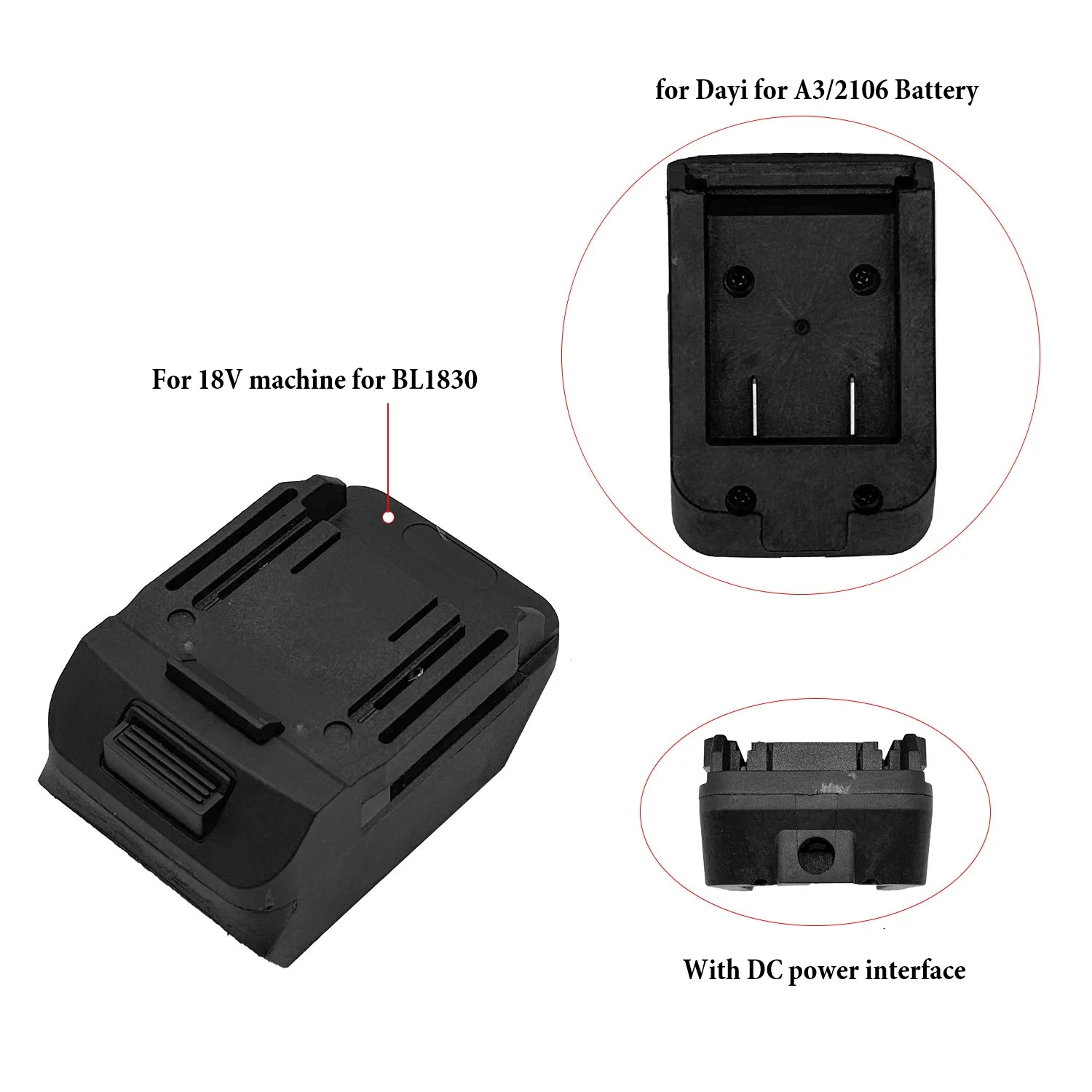 1pc Battery Adapter Cable Connector With 18V Li-ion Battery DC Power Interface For A3/2106 Battery Converter Power Tools Parts