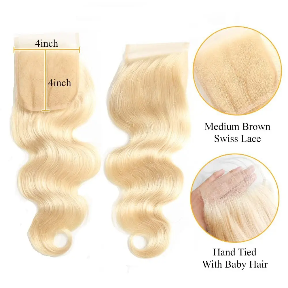 613 # 4x4-Spitzenverschluss, gewelltes Haar, kein Haarausfall, kein Verfilzen, Echthaar, 150 % Dichte, brasilianisches, unbehandeltes Remy-Haar, für den täglichen Gebrauch von Frauen. – Detail 3