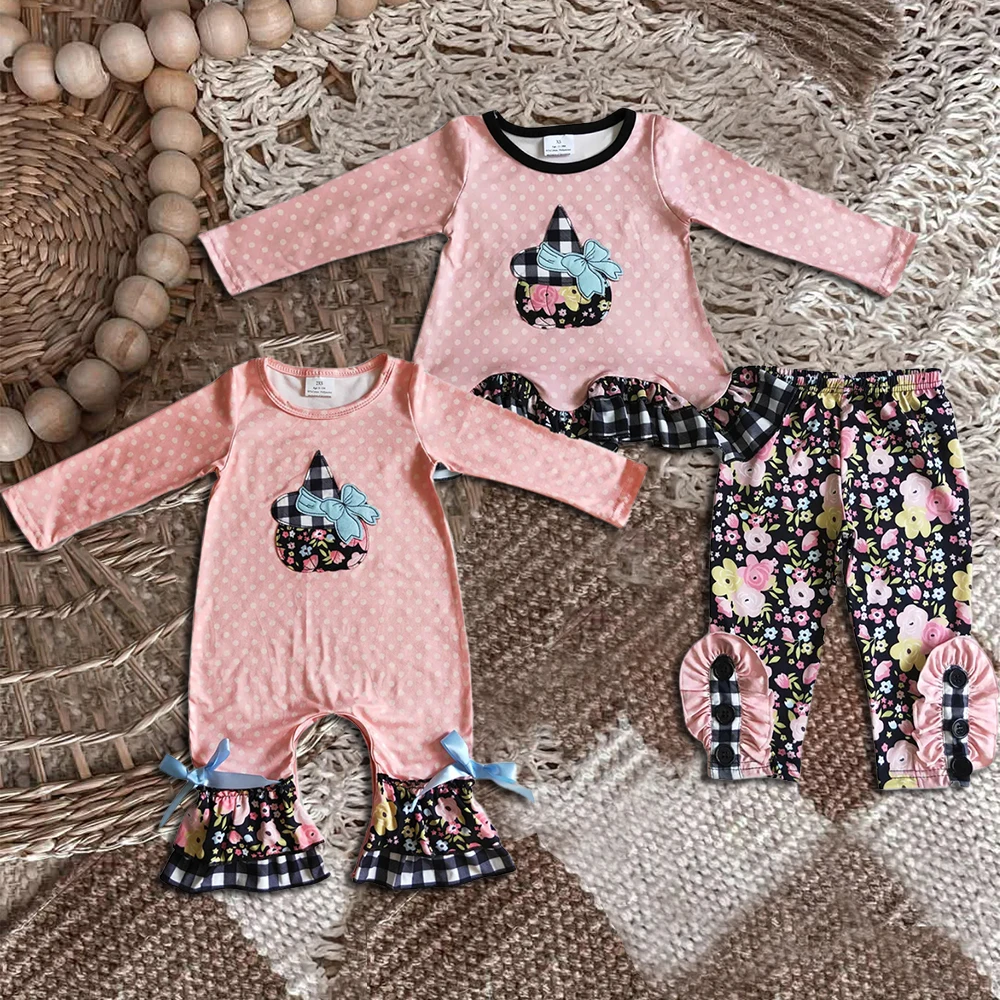

z825-06 GLP0205 Wholesale baby girl clothes Embroidery halloween long sleeve pants sets Autumn outique kids clothes girls