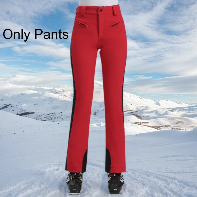 

Новинка 2025 года, женские лыжные брюки, тонкие уличные водонепроницаемые утепленные ветрозащитные зимние женские однотонные брюки для сноуборда, спортивные теплые походные брюки