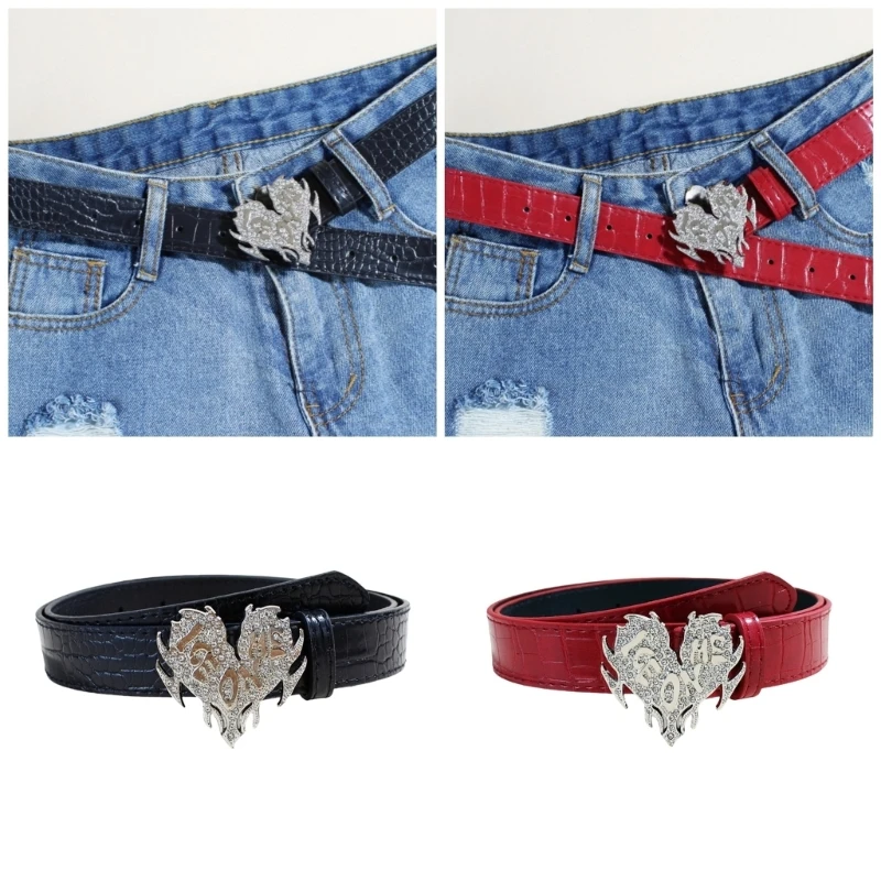 

Punk Waist Belly Chain Belt for Women Men for Street Dance Prom Hip Hop Rock Music PU Belt Jean Buckle