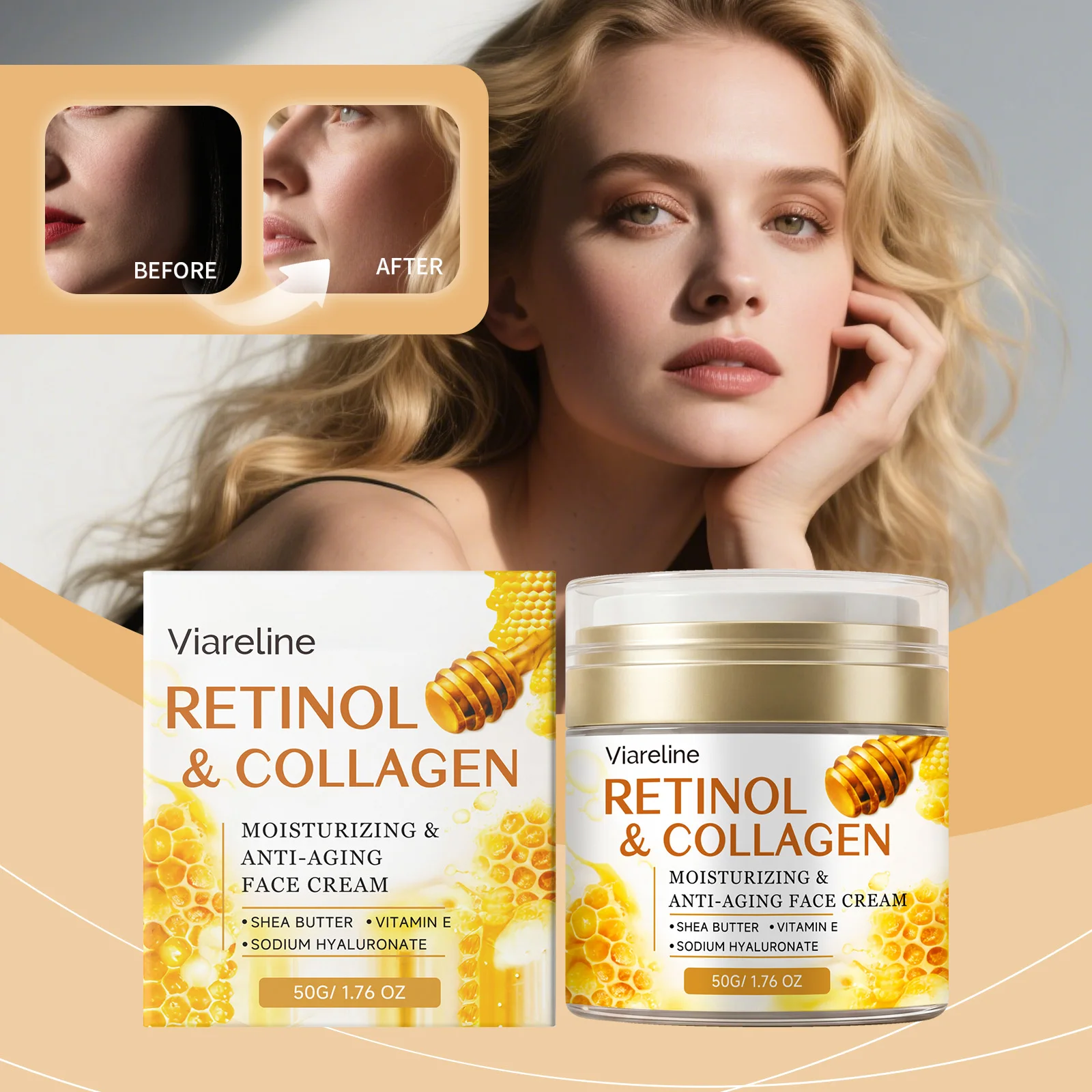 Retinol Moisturizing Cream, Deeply Moisturizing Skin, Hydrating, Light, Delicate and Refreshing Texture