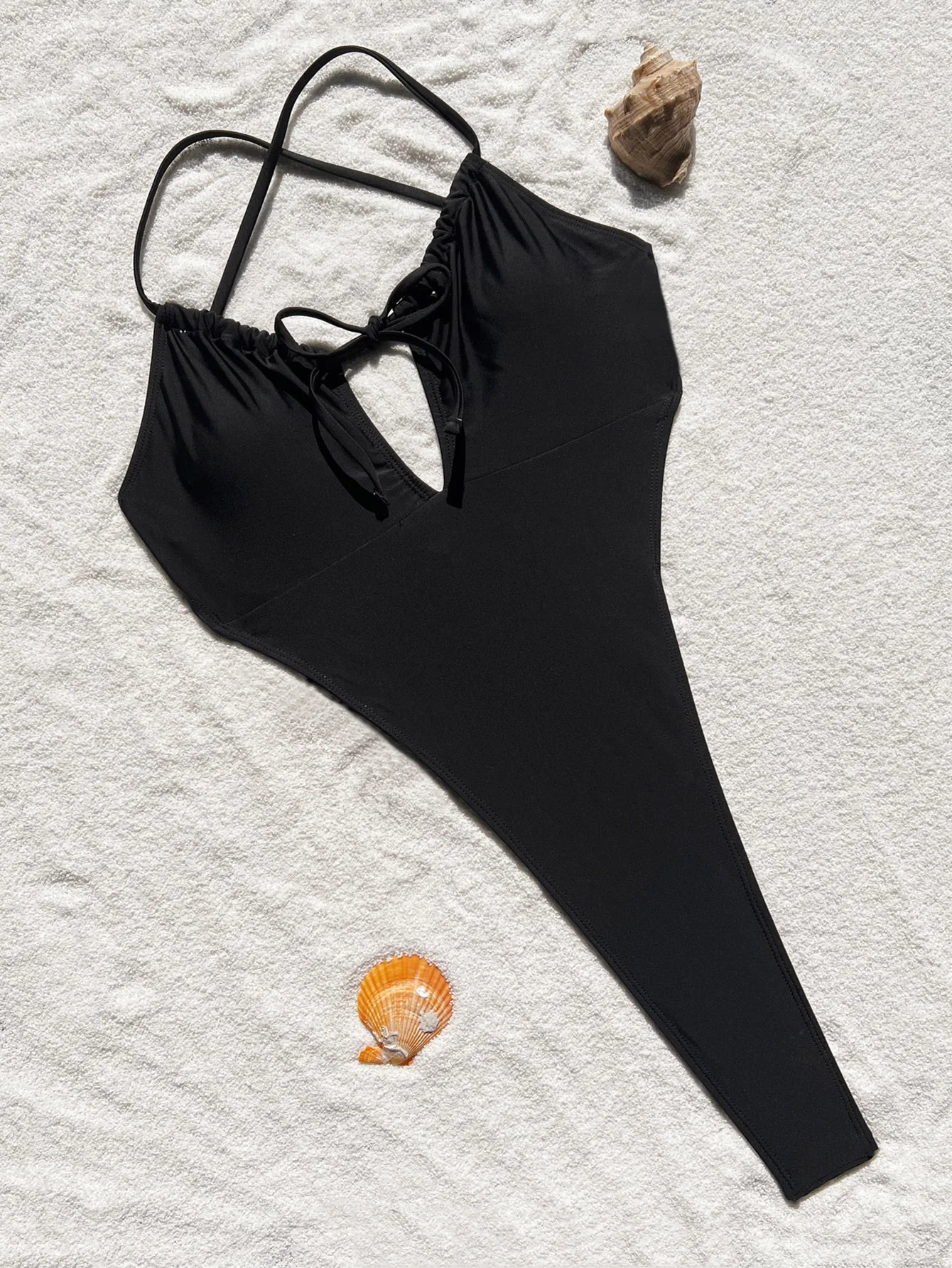 Seksowny solidny czarny sznurek bandaż strój kąpielowy bez pleców jednoczęściowy bikini stringi stroje kąpielowe body damskie biquini kostiumy kąpielowe