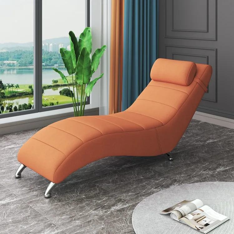 Simple solid wood recliner S-type leave-in technology cloth single chaise longue hotel balcony lunch break lazy bedroom sofa