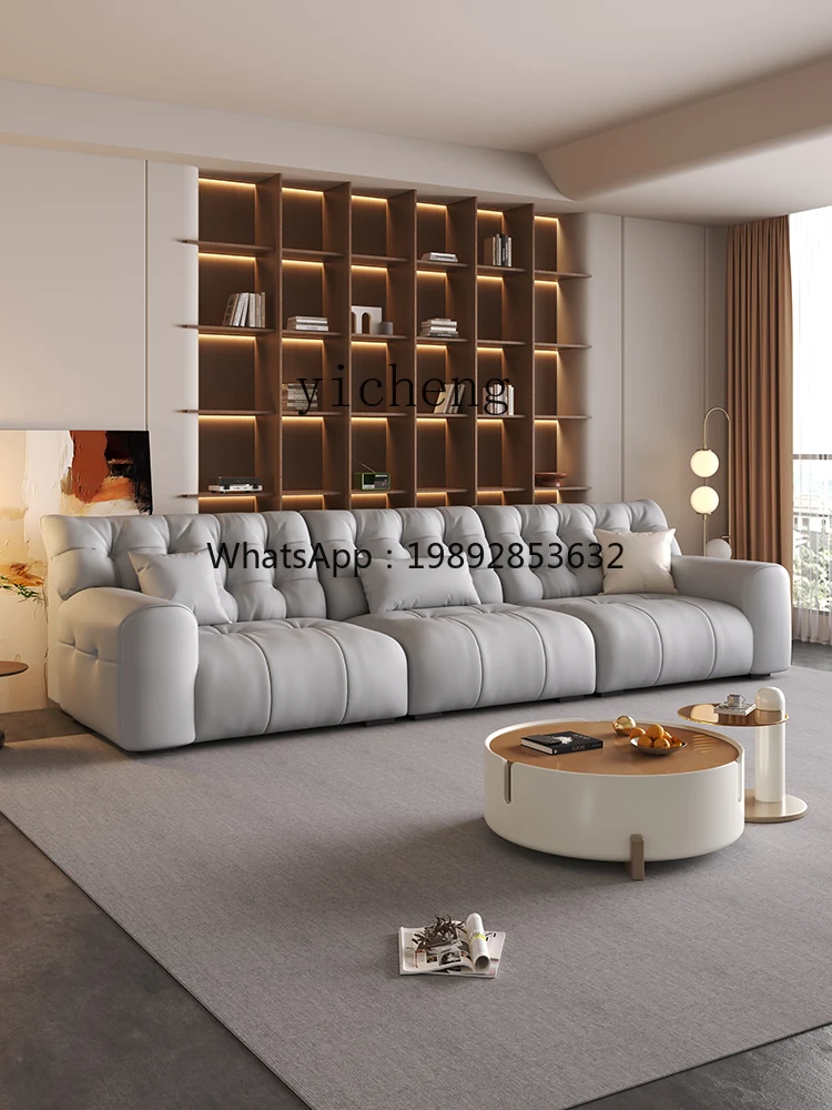 ZK Minimalist down High Backrest Technology Cloth Sofa Puff Pull Point Cat Scratch Leather Living Room Straight Row Sofa