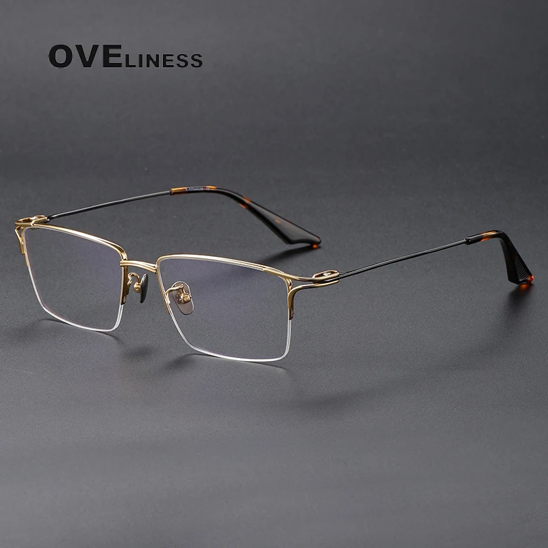 Vintage Pure Titanium Glasses Frame Men women 2024 New Retro Eyeglasses Frame Male Korea Luxury Brand full Eyewear spectacles image 2