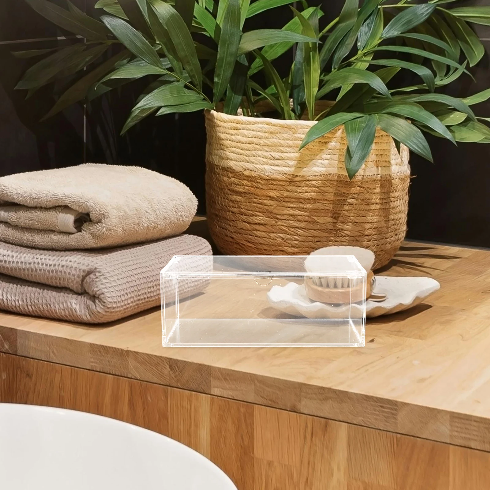 

Dryer Sheet Box Clear Acrylic Container With Lid For Laundry Sheets Storage Organizer Dispenser Household Sundries Keeper