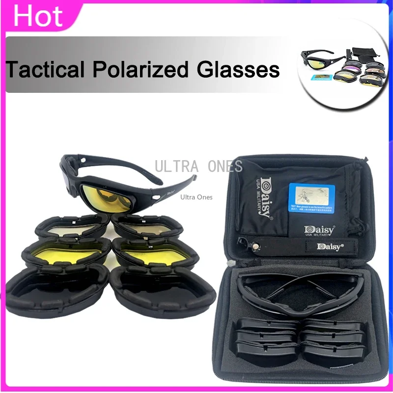 Daisy C5 Tactical Glasses Polarized Airsoft Paintball Shooting Goggles Outdoor Hiking Protective  Sunglasses 4 Lens