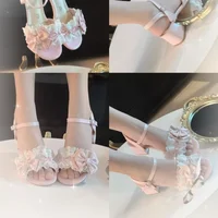 2026 New Women's Block Heel Sandals Bowknot Dressy Sandals Elegant Ankle Strap Wedding Shoes Romantic Open Toe Heels for Ladies - Image 6