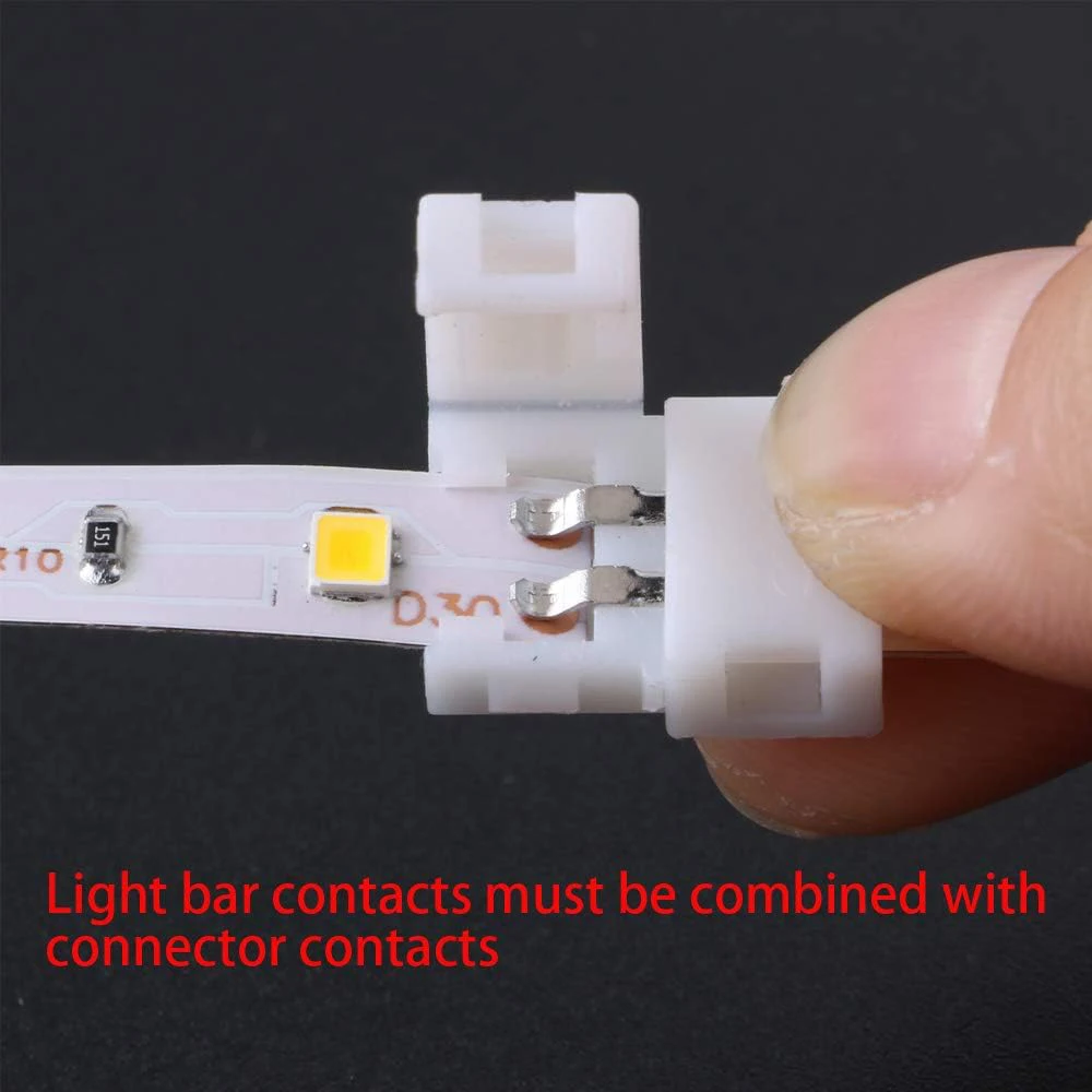 8-10mm LED Strip Light Connector Accessories for 2Pin 3528 5050 Single Color Solderless PCB Board Wire Free Welding Cob LED Tape