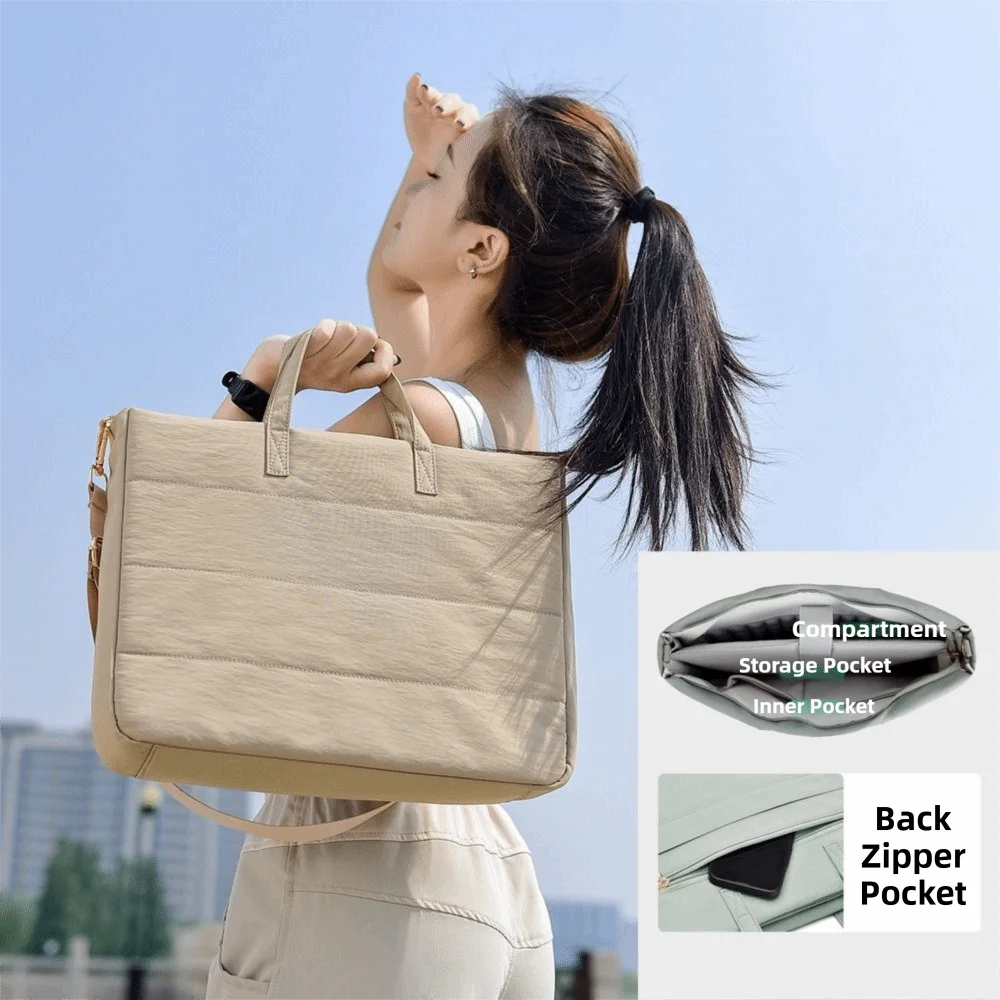 

13.3/14 Inch Laptop Shoulder Bag Lightweight 15.6/16 Inch Carrying Handbag Multi-pocket Large Capacity for MacBook Air Pro