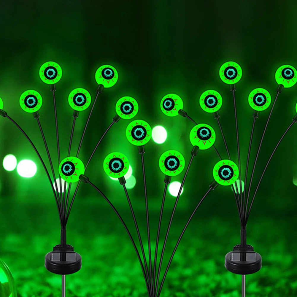 

12 LED Halloween Eyeballs Lights With Stakes Waterproof Outdoor Solar Path Lights For Pathway Garden Lawn Party Decorations 2pcs