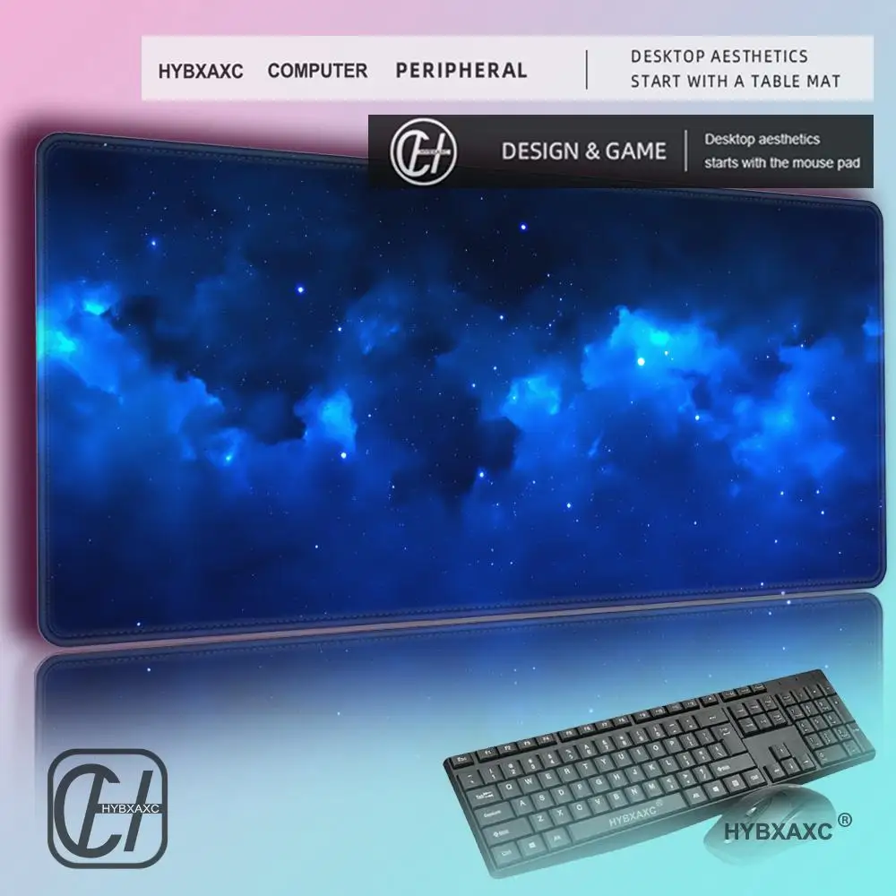 

HYBXAXC Blue Sky Nebula MousePad Large Rubber Base Anti-slip PC Desk Accessories Mousepad for Gamer Keyboard Mats Decor Mat