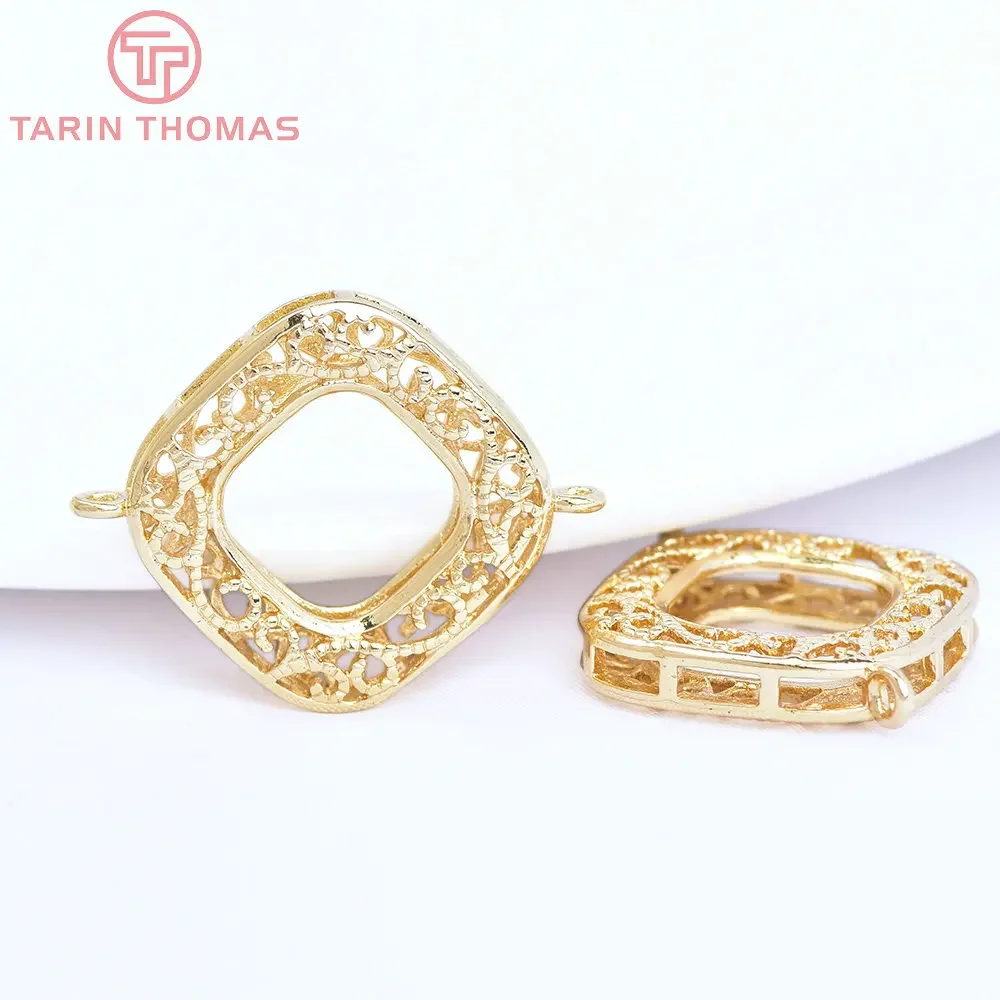 

(604)6PCS 20x26MM 24K Gold Color Plated Brass Diamond Connect Charms High Quality Diy Jewelry Accessories Wholesale