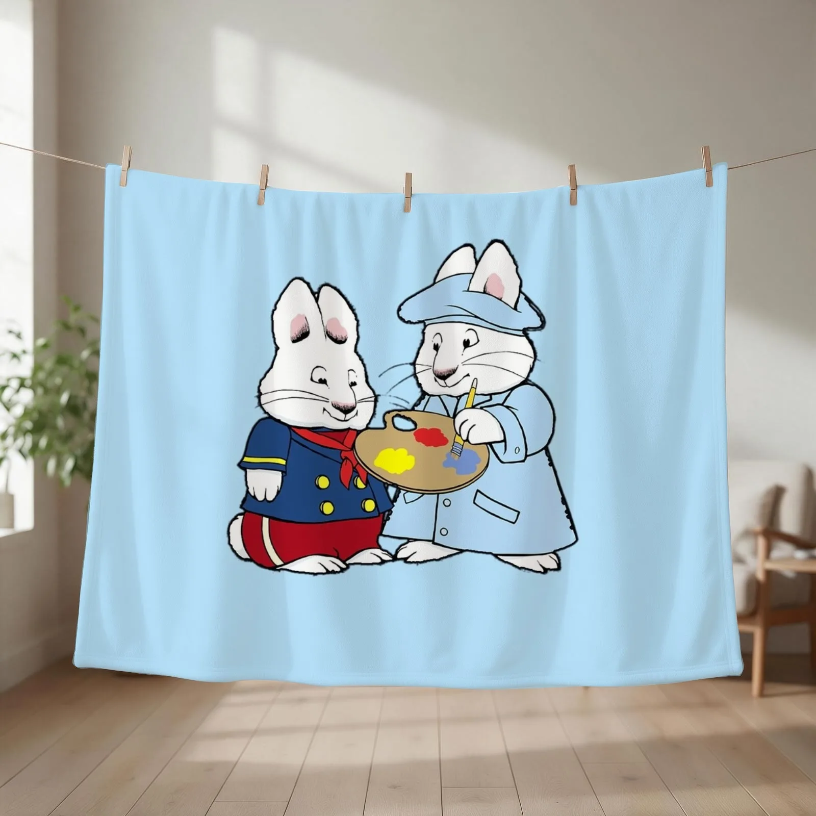 Max and ruby bunny artists Throw Blanket couch cozy soft plush fuzzy picnic outdoor blanket