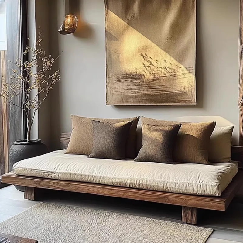 

Ash solid wood sofa furniture log B&B inline hotel villa three-seater sofa