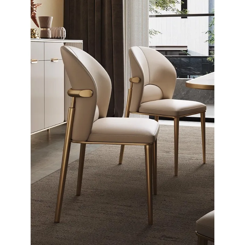 

Light luxury leather dining chair, home designer backrest comfortable chair