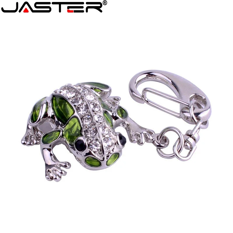 JASTER Creative Crystal USB Flash Drives 64GB Metal Skull Pen Drive 32GB Frog Keychain Memory Stick 16GB Creative Holiday Gift