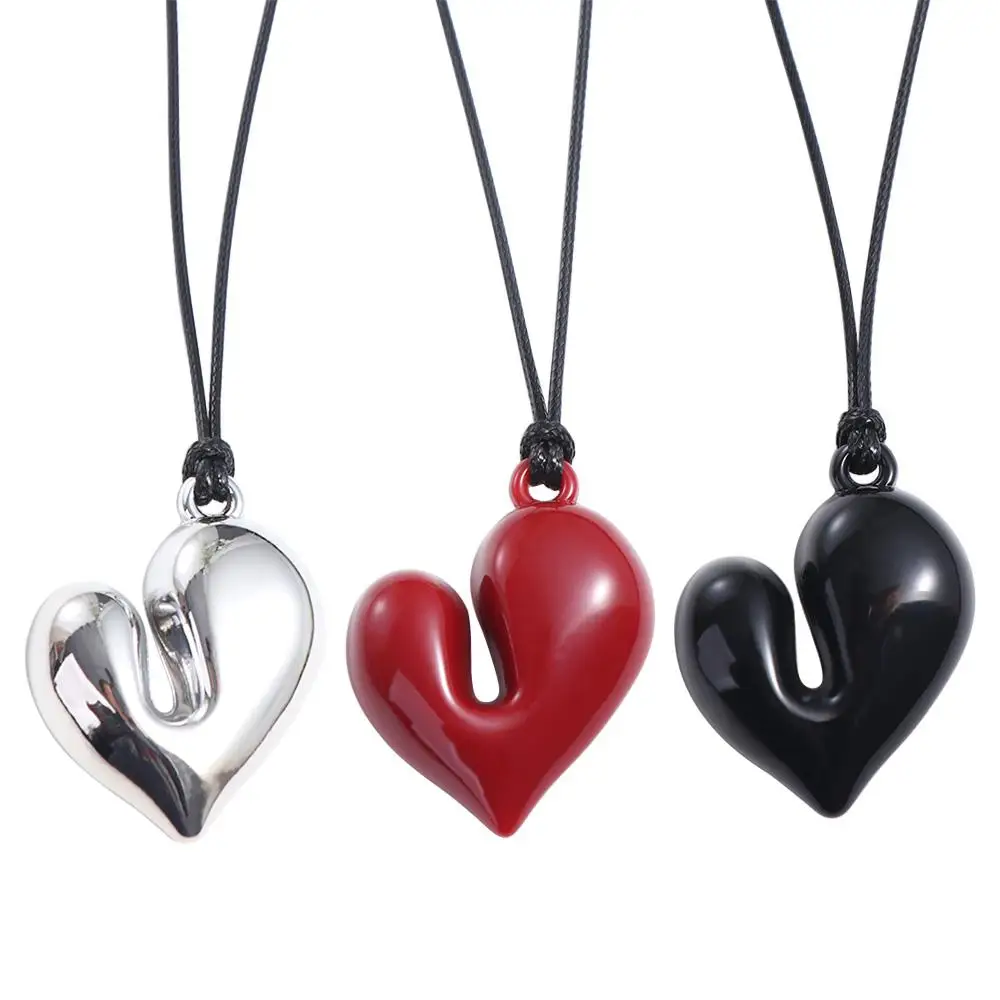 Adjustable Romantic Heart Pendant Necklace Irregular Drawstring Fashion Choker Vintage Aesthetic Sweater Chain Women