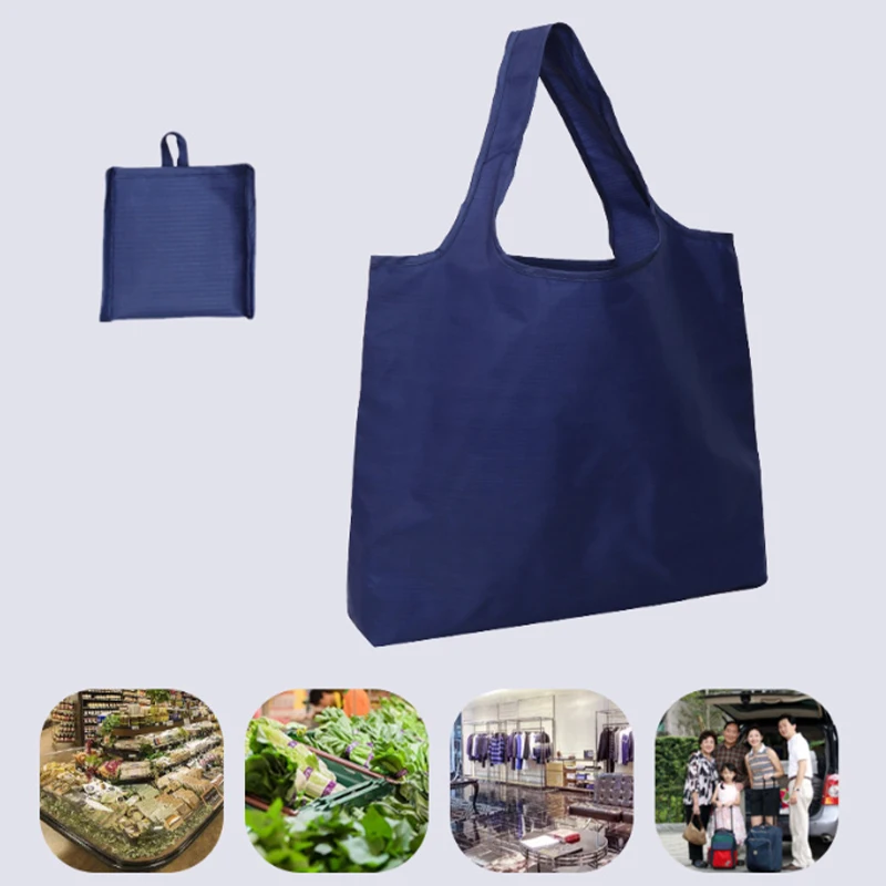 Large-Portable Reusable Eco-Friendly Shopping Bag Oxford Washed Grocery Purse Tote Foldable Pouch Travel Bag Shoulder Handbag