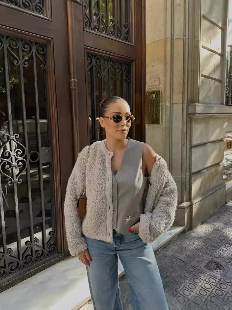 

Loose Woolen Coat Autumn Winter Street Style Trendy Sexy Slim Fit Sweater New Women's Pure Color Knitted Open Cardigan Short