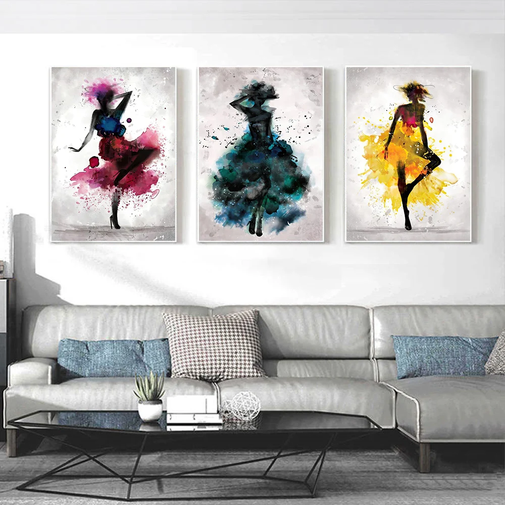 

Elegant Ballet Wall Art Poster Watercolor Simple Mural Modern Home Decor Canvas Painting Picture Printed Living Room Decorations