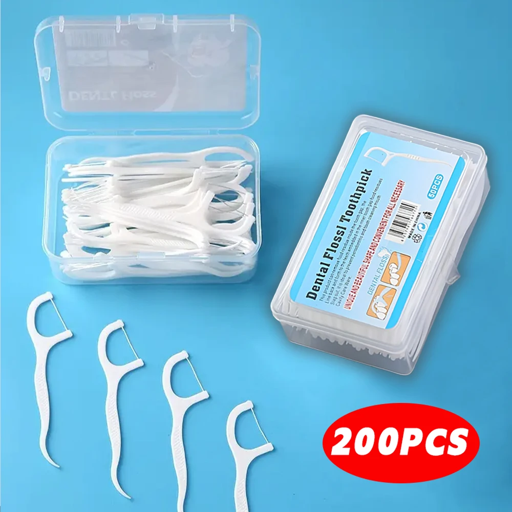 Kit 200 Unidades de Fio Dental Com Haste em Forma de Arco Ultra Fino Ideal para Crianças e Adultos Higiene Bucal Completa