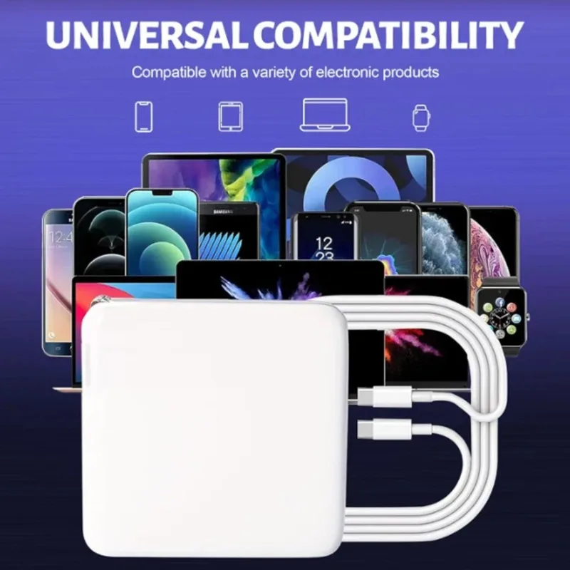محول طاقة شاحن USB C PD 30 وات 60 وات 87 وات 96 وات لجهاز MacBook Pro 16، 15، 13 بوصة، هواء جديد 13 بوصة 2020/2019/2018، يعمل مع النوع C