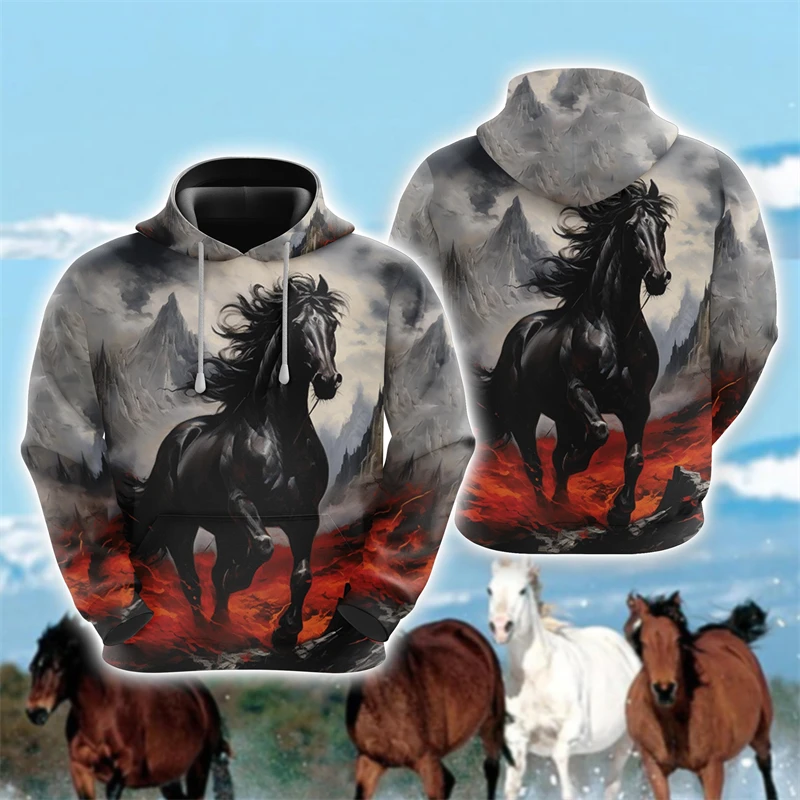 Animal Horse 3D Print Hoodies Autumn Men Women Casual Fashion Oversized Sweatshirts Hoodie Male Pullovers Tracksuit Man Clothing