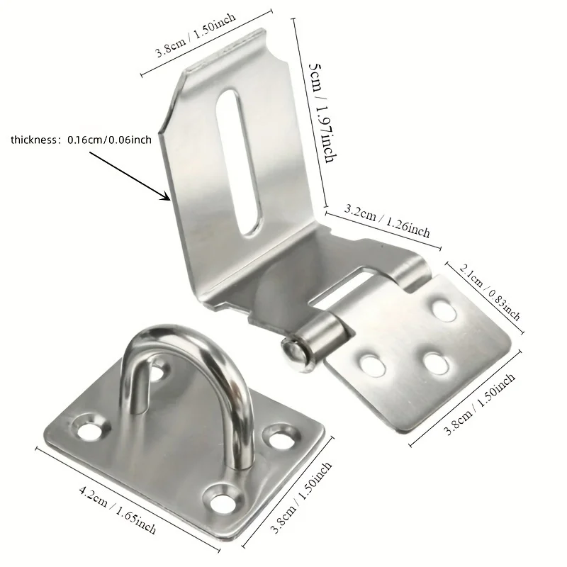 Stainless Steel Gate Hasp Lock Rust-Resistant 90 Degree Latch for Security Durable Door Hardware Burglar-Proof Bolt Door Buckle