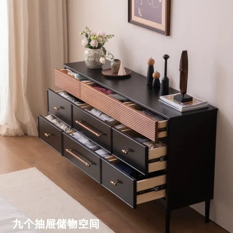 DSA Modern Solid Wood Living Room Nine Buckets Bedroom Edge Vintage Storage Drawer Locker Bedside Storage