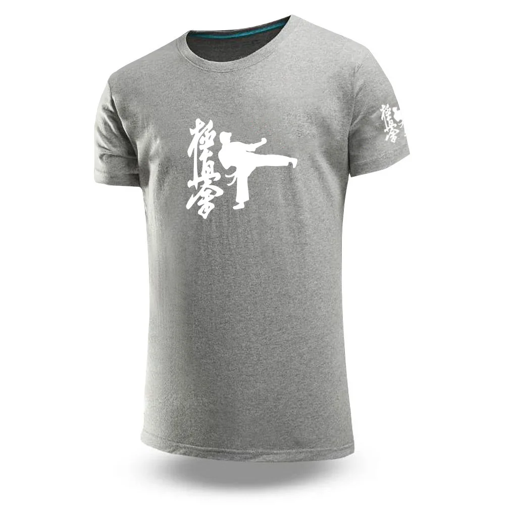 2025 Kyokushin Karate Logo Print Summer Mens Popular High Quality Quick Drying Cotton Streetwear Casual Solid Color Short Sleeve