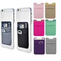 Porte-cartes de téléphone en silicone unisexe, étui portefeuille, porte-cartes de crédit, sacs à dos pour presque tous les téléphones portables