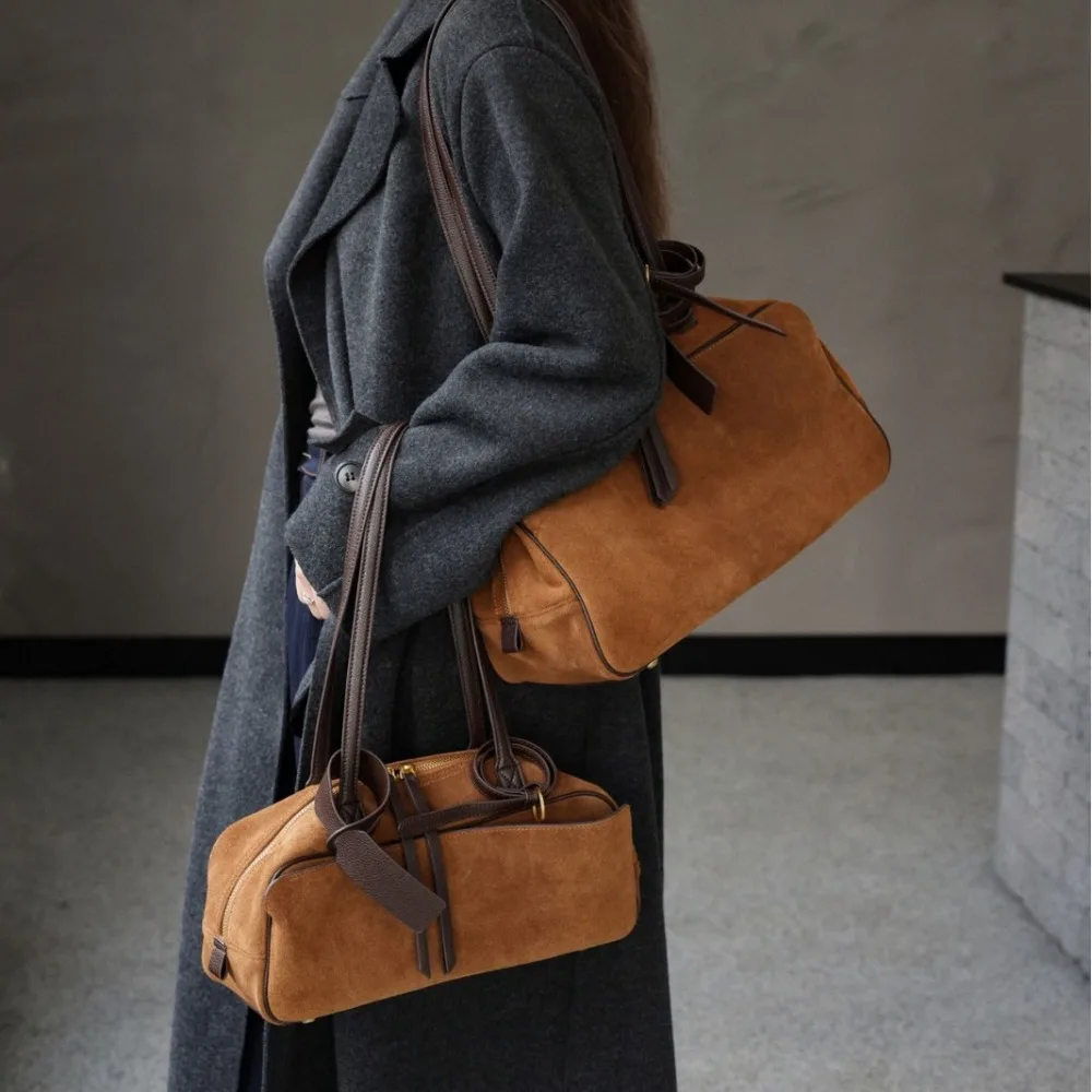 

Сумка-подушка из матовой воловьей кожи для боулинга, новинка 2023 года, кожаная сумка в стиле ретро, женская сумка на плечо, подмышки, Premium Sense