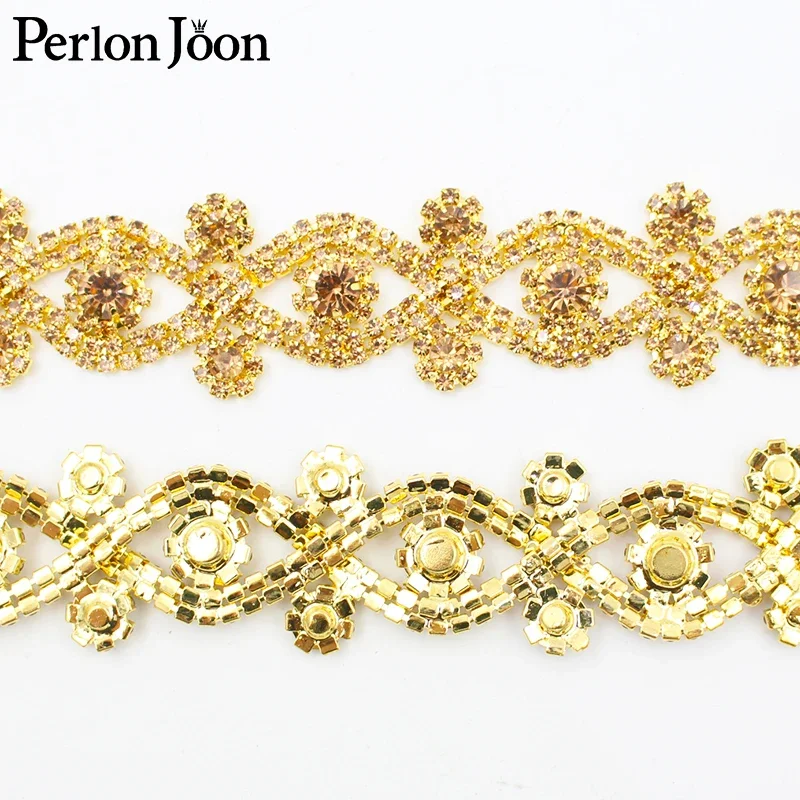 X-vorm AB kleur Symfonie kristallen strass trim metalen ketting Lint voor jurk, tas, schoenen accessoires ML013