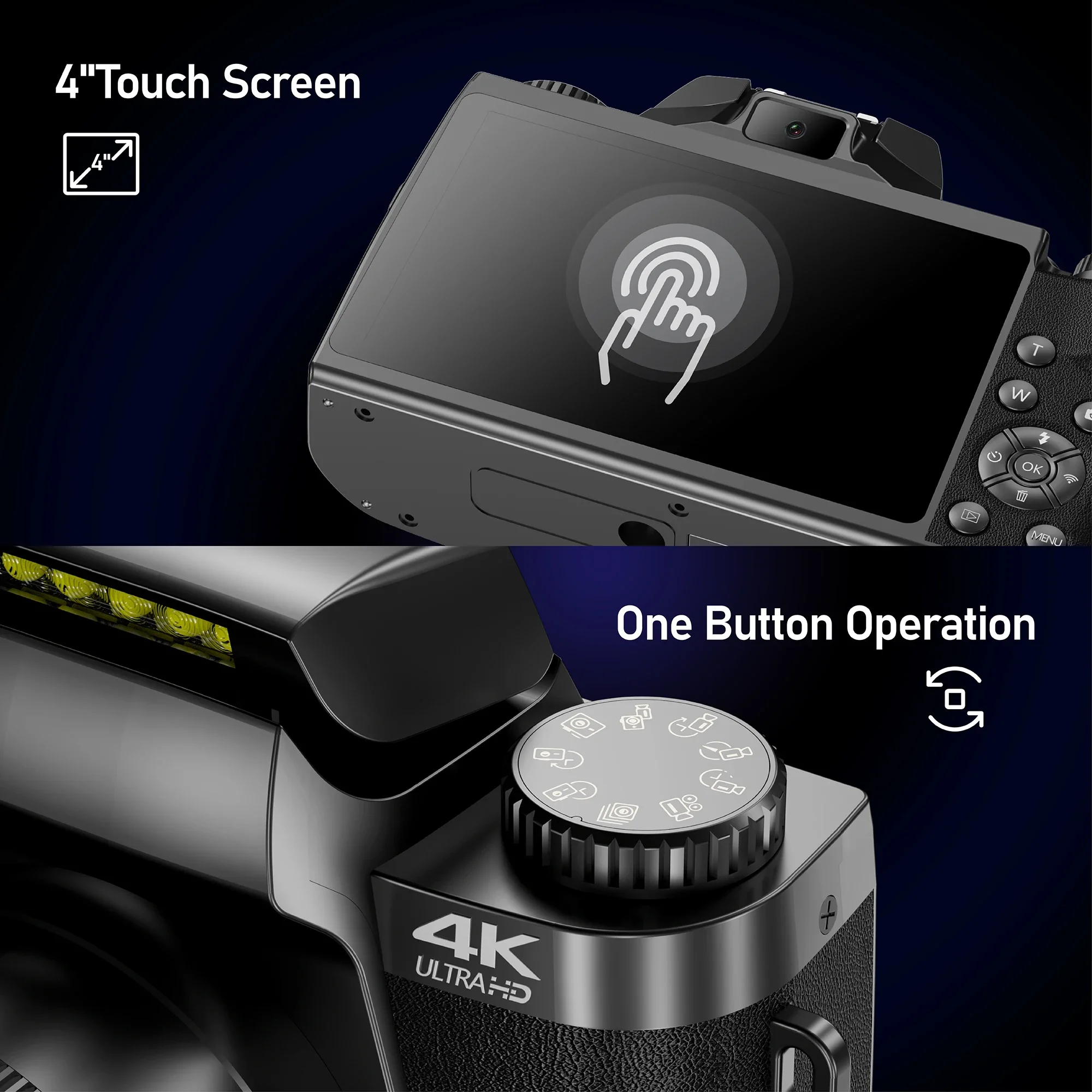 كاميرات صور رقمية 64 ميجابكسل SLR DSLR للتصوير الفوتوغرافي التركيز التلقائي 4K 60FPS كاميرا فيديو مدونة فيديو 4 بوصة شاشة تعمل باللمس كاميرا ويب يوتيوب البث المباشر