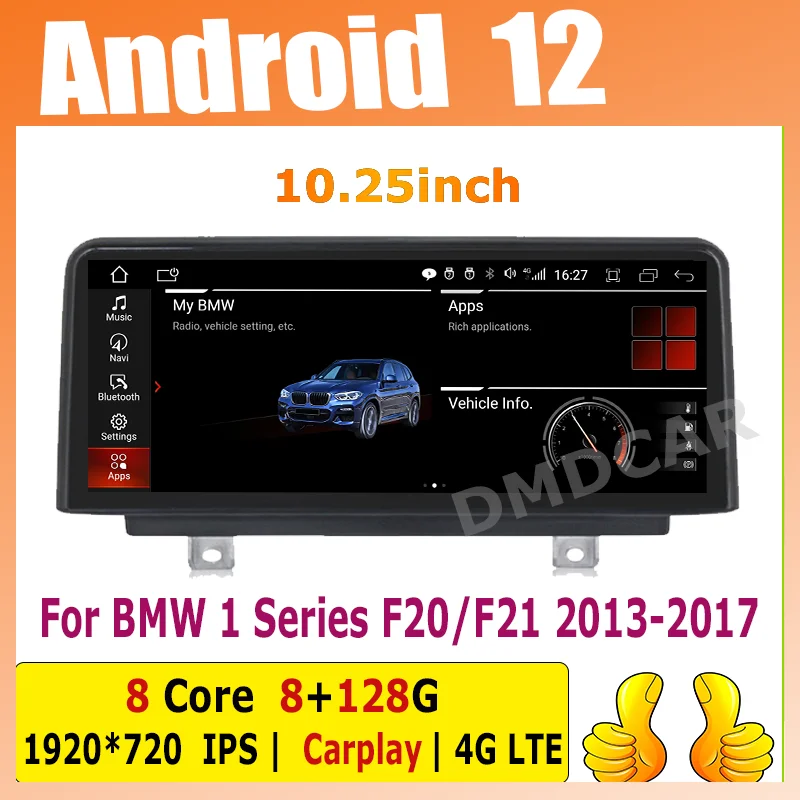 

10.25 Inch Android 12 8G+128G Radio Multimedia Player GPS Navigation CarPlay Screen For BMW 1 Series F20 F21 2013-2017 NBT