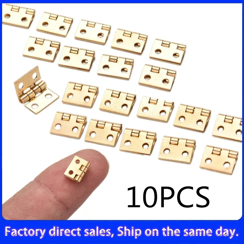 

10Pcs Exquisite Brass Plated Mini Hinges - For Small Decorative Jewelry Boxes, Cabinet Doors & Dollhouse Furniture