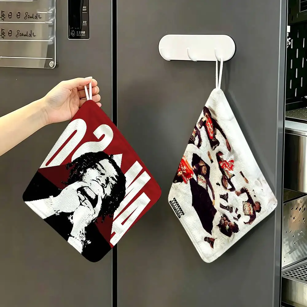 O-OsamaSon Stil Slime RAPPER  Hanging Style Hand Wiping Towel, Polyester Cotton, Anti-fade for Indoor Kitchen Living Room