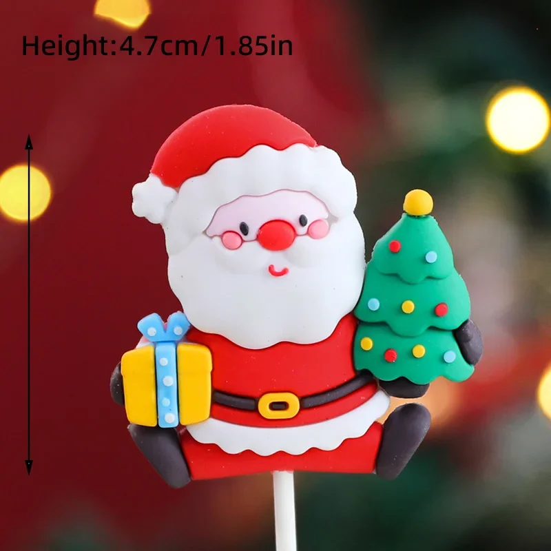 Weihnachtsbär-Kuchenaufsatz, roter Pullover, grünes Hemd mit Regenbogenbogen, Geschenkbox für Urlaub, Party, Kuchendekorationen, Puppenornament – Detail 13