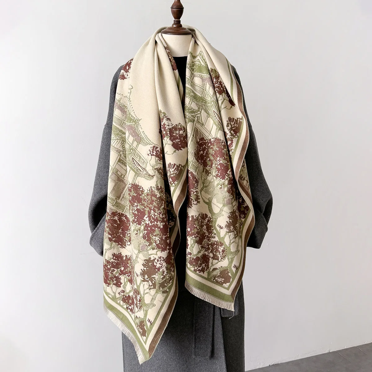 

2025 модный женский теплый шарф, толстые шали, женский шарф, зимние хиджабы с кисточками, длинные кашемировые хиджабы из пашмины, шарфы, одеяло