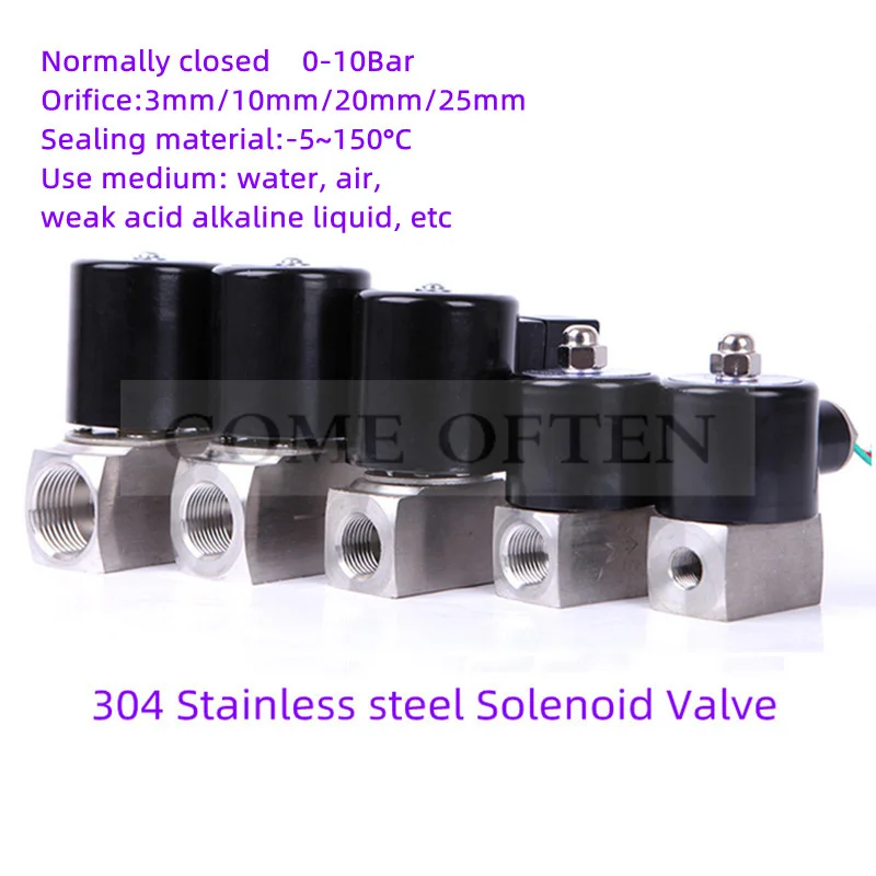 ZCT Series Stainless Steel Solenoid Valve 304 Stainless Steel 150°c Normally Closed 10bar Water Weak Acid Alkaline Liquid Valve