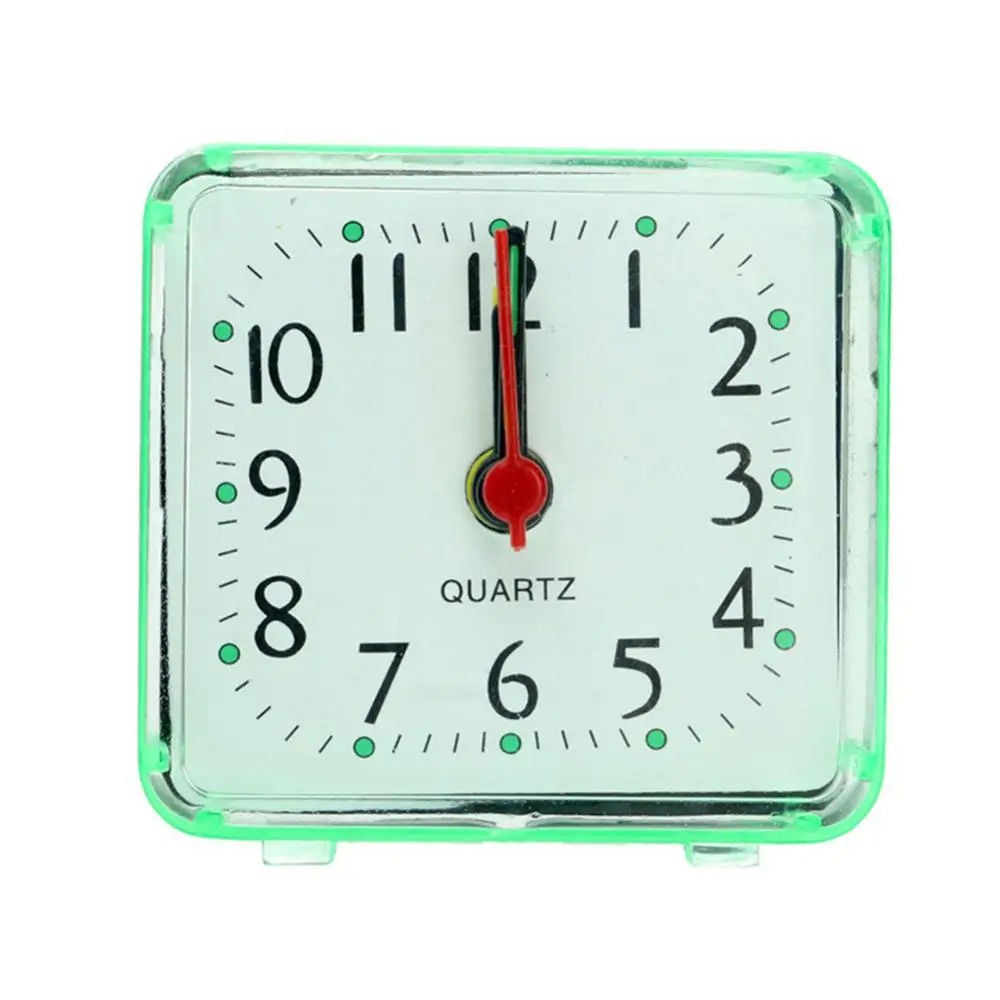 Square Small Bed Alarm Clock Transparent Case Compact Travel Alarm Clock Cute Portable Children Student Desk Table Clock Home