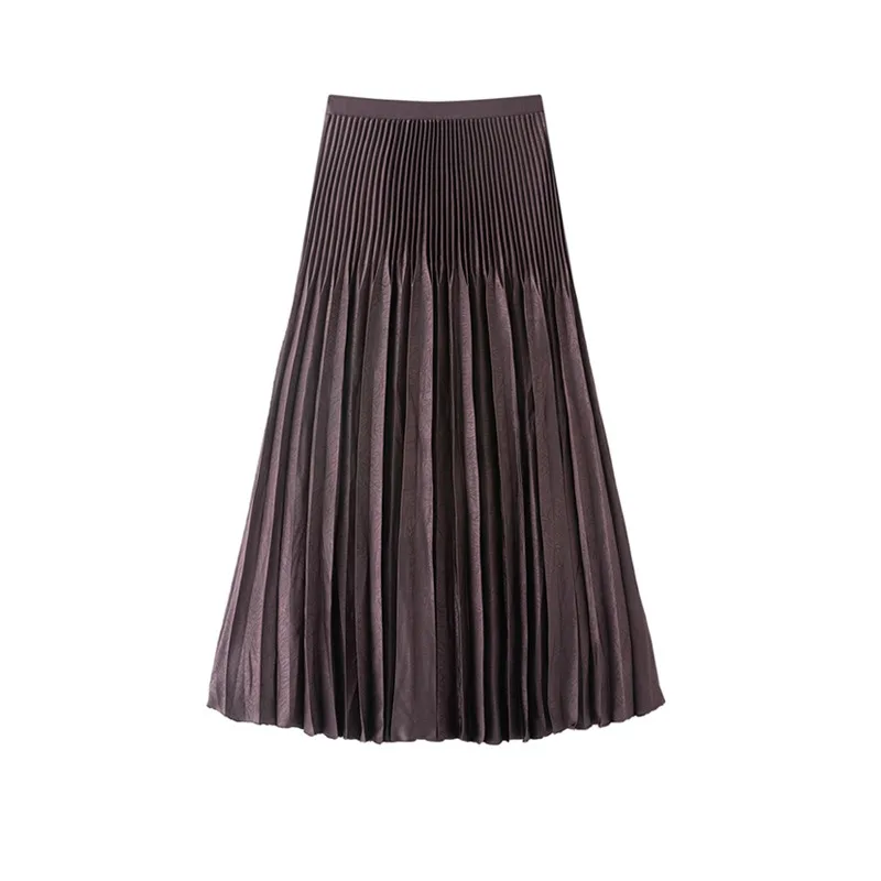 تنورة مياكي بطيات 2026 لربيع وخريف أنثى بلون سادة فضفاضة مقاس كبير Jupe عالية الخصر غطاء رقيق تنورة على شكل حرف a المنشعب #4