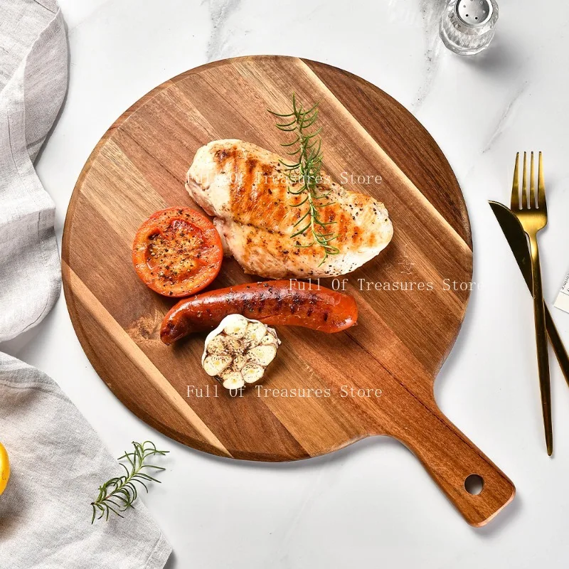 

Wooden Round Pizza Board Steak Pan Breadboard Home Pizza Pan Cake Pan
