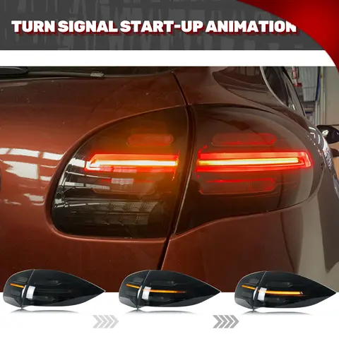 LED Tail Lights for Porsche Cayenne 2011-2014 958 Dynamic Animation Sequential Blinker Black Rear Lamps Assembly 10 best sales cayenne accessories - №1