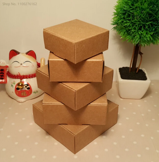 100Pcs Wholesale Kraft Paper Gift Cardboard Box Custom Carton Cardboard Box Handmade Soap Jewelry Candy Package Boxes