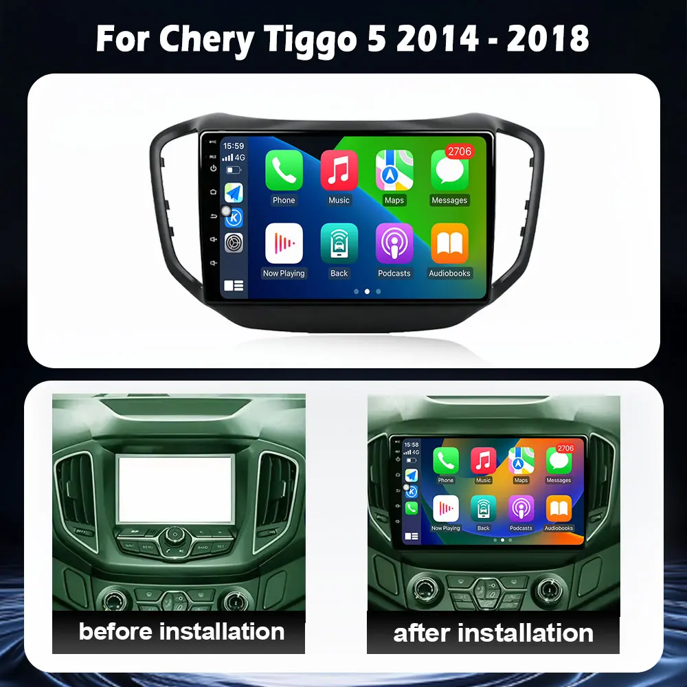 10“ Android 16 Auto For Chery Tiggo 5 2014-2018 Car Radio Multimedia Player Wireless Carplay GPS Navigation BT WIFI DSP Stereo